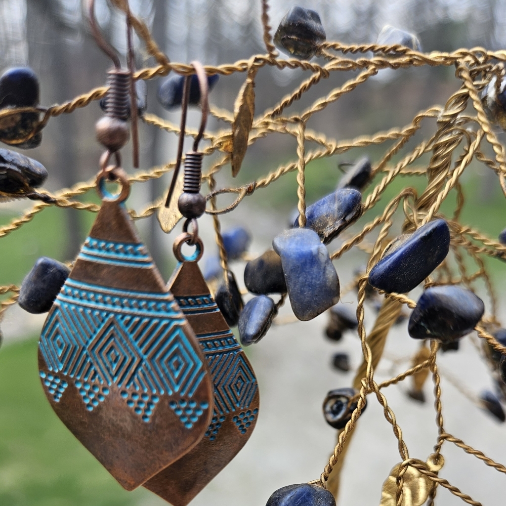 Ancient bronze vintage geometric dangle NWT Fast Ship. 4,000 Items Sold!
